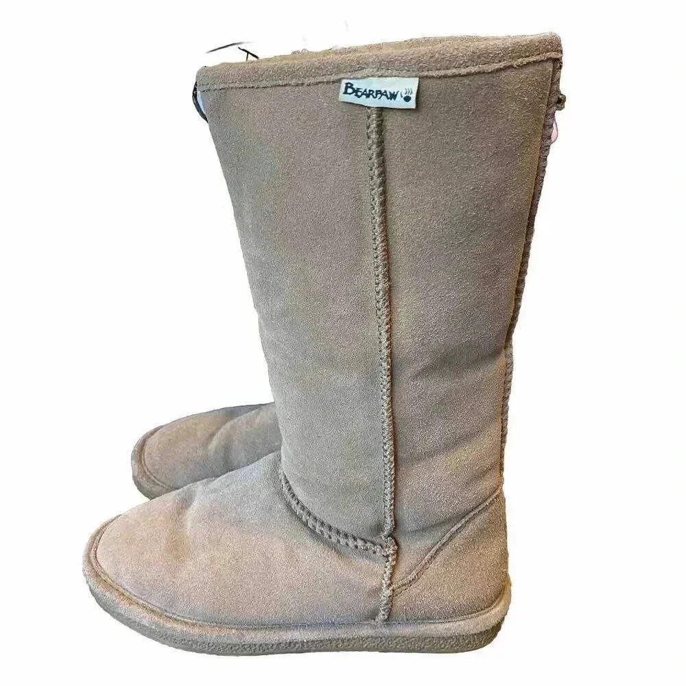 Bearpaw Suede Upper Genuine Sheepskin Knee High Comfortable Boots Women’s 6